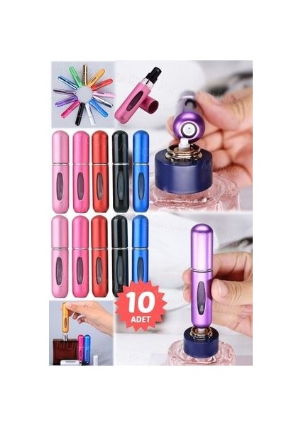 10 Adet 5 ml Mini Doldurulabilir Parfüm Şişesi Taşınabilir Parfüm Boş Şişe Sprey Küçük Cep Parfüm