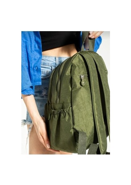 Krinkır Kumaştan Çok Bölmeli Kadın Sırt Çantası Ölçüler 34X26CM fiyatları