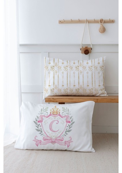 2'li Yastık Kılıfı (50X70) Pink Royal Series - C Harfi