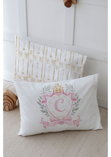 2'li Yastık Kılıfı (50X70) Pink Royal Series - C Harfi