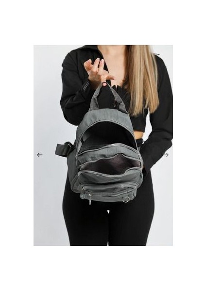 Gri Krinkır Kumaştan Suya Dayanıklı Sırt Çantası fırsatları