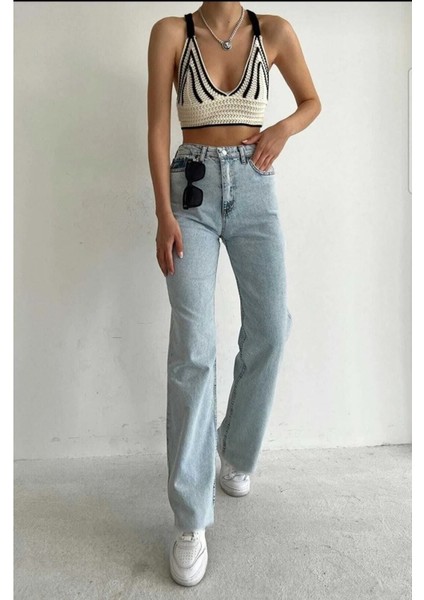 2505 Yüksek Bel Boyfrıend(Salaş) Bol Paça Kot Pantolon