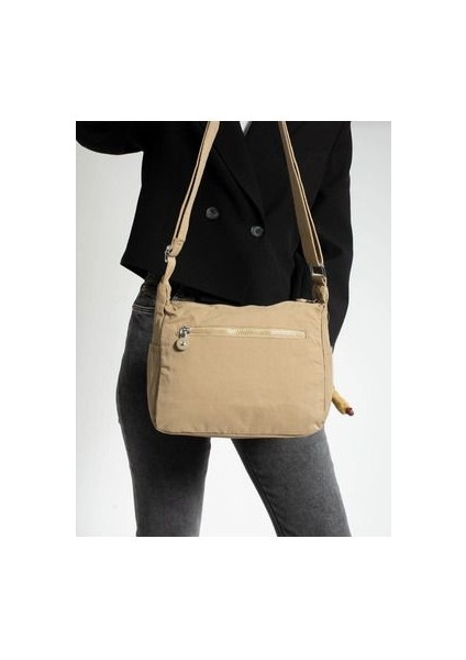 Sanmorris Bej Rengi Kırın Kır Kumaştan Omuz Çantası modelleri