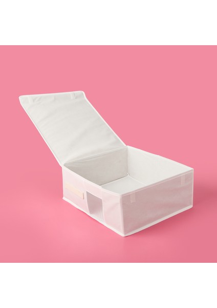 Pvc Detaylı Hurç - Beyaz - 38 x 33 x 15 cm