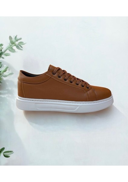 Erkek Taba-Beyaz Günlük Hafif Nefes Alabilen Ortopedik Yürüyüş Spor Ayakkabı Sneaker