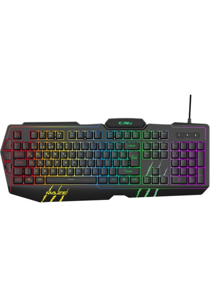 “ Claw's Raze RGB Yazılım & Harici G-Makro Tuşlu - Lazer Baskılı Özel ABS Materyal - Örgü Kablolu Membran Oyuncu Klavyesi