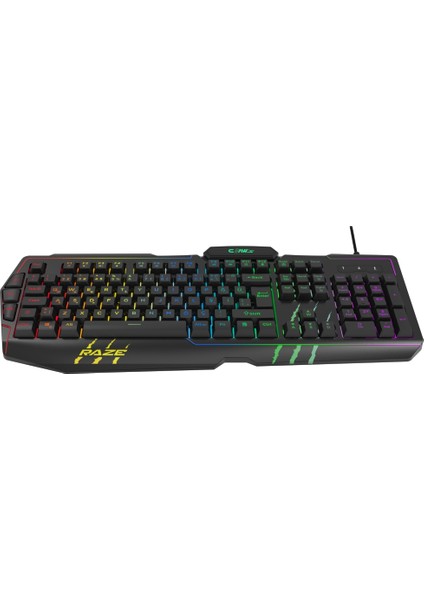 “ Claw's Raze RGB Yazılım & Harici G-Makro Tuşlu - Lazer Baskılı Özel ABS Materyal - Örgü Kablolu Membran Oyuncu Klavyesi