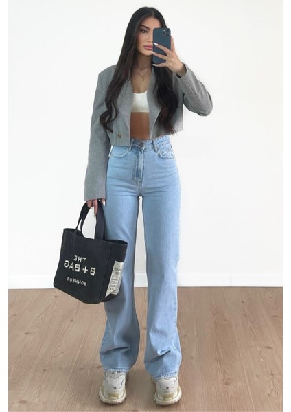 2505 Yüksek Bel Boyfrıend(Salaş) Bol Paça Kot Pantolon