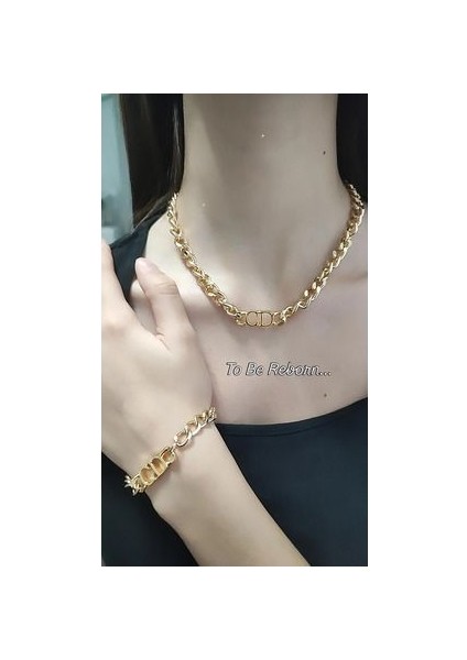 CD Model Kalın Zincir Özel Tasarım Kolye Bileklik Set Favori Model