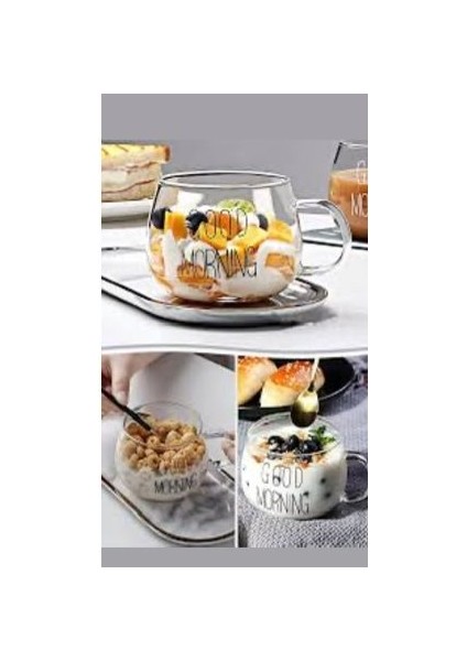 2ADET Good Morning Borosilikat Cam Bardak 400ML 2ADET Bardak fırsatları