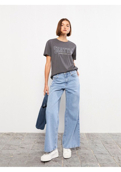 Jo Flex 90's Yüksek Bel Siyah Kot Pantolon Mavi Kar Salaş Jeans Likralı Esnek Palazzo(Yeni Sezon)
