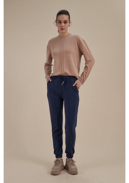 Paçası Lastikli Modal Eşofman Altı-Lacivert