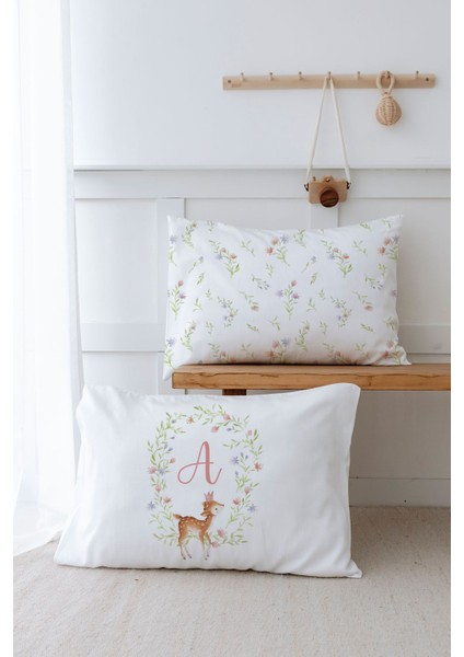 2'li Yastık Kılıfı (35X45) Little Deer Series - A Harfi