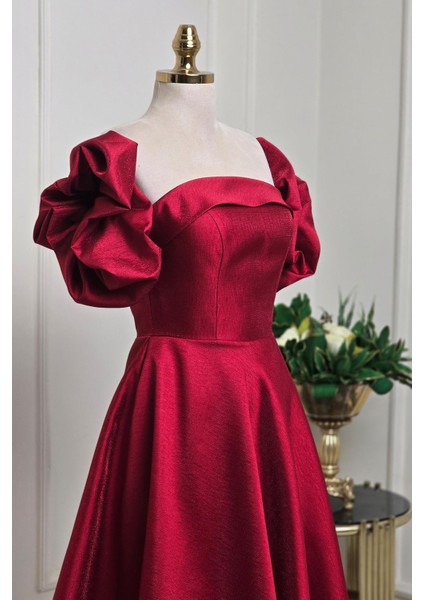 Bordo Seyyar Kol Straplez Abiye 52086 fırsatları