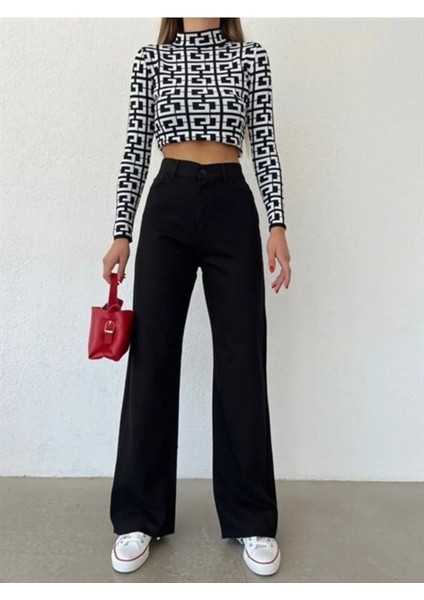 2505 Yüksek Bel Boyfrıend(Salaş) Bol Paça Kot Pantolon