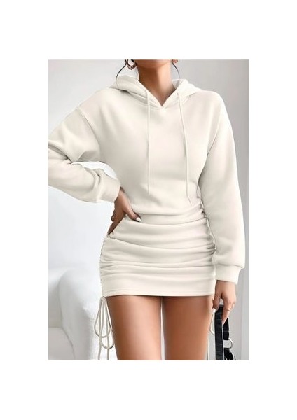 Kadın Kapüşonlu Yanları Büzgülü Basic Trend Elbise ( Mevsimlik ve Kışlık)