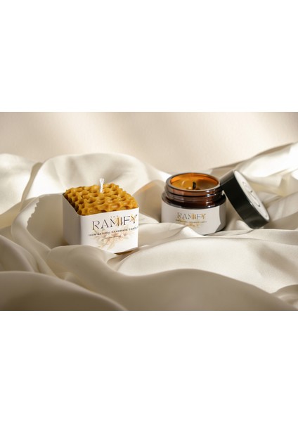 %100 Doğal El Yapımı Petek Balmumu ve Amber Cam Kavanoz Mum (5CMX5CM)
