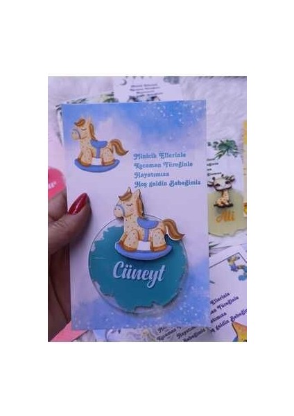 Kartlı Safari Konsept Pleksi Hediyelik Yenidoğan Doğum Günü Mevlüt Magnet(10 Adet)