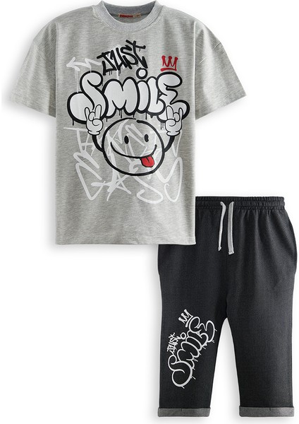Just Smile Erkek Çocuk T-Shirt Kapri Şort Takım