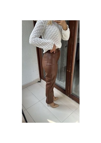Butikmayamoda Mng Taba/camel Yuksek Bel Yumusak Deri Pantolon fiyatları