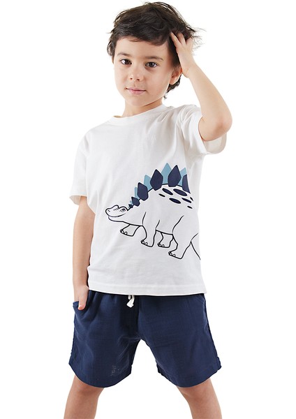 Dinozor Erkek Çocuk T-Shirt Müslin Şort Takım
