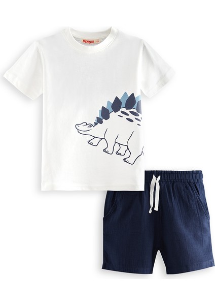 Dinozor Erkek Çocuk T-Shirt Müslin Şort Takım