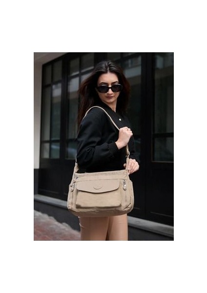 Sanmorris Krinkır Kumaştan Kadın Omuz Çantası