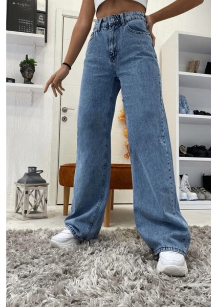 2505 Yüksek Bel Boyfrıend(Salaş) Bol Paça Kot Pantolon