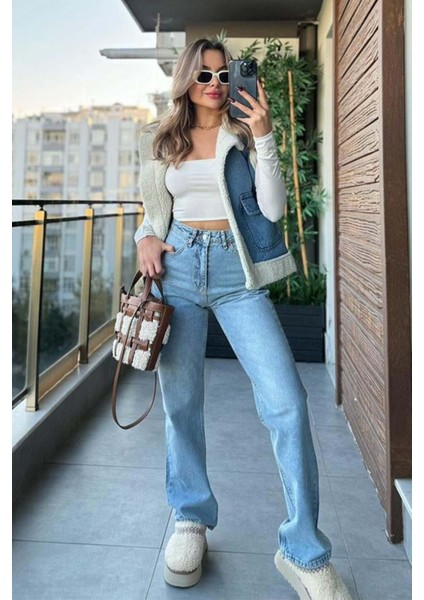 Sorry Yüksek Bel Straight Jean - Lightblue New 2024
