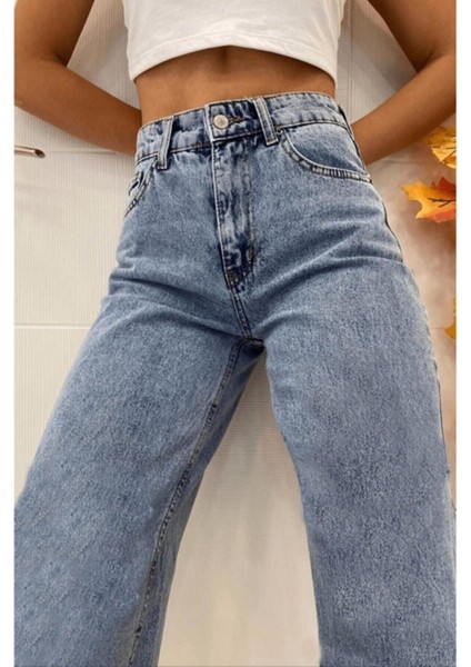 2505 Yüksek Bel Boyfrıend(Salaş) Bol Paça Kot Pantolon