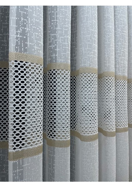 Bodrum Şeritli Tül Perde Gold (Pilesiz) modelleri