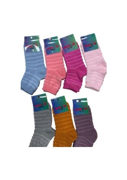 Kadın 12 Li Paket Termal Ters Havlu Çorap