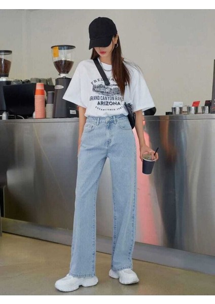 2505 Yüksek Bel Boyfrıend(Salaş) Bol Paça Kot Pantolon