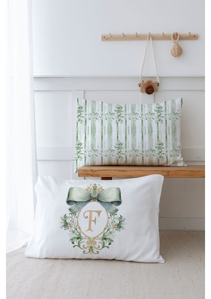 2'li Yastık Kılıfı (35X45) Green Royal Series - F Harfi