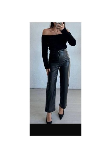 Butikmayamoda Mng Siyah Yuksek Bel Yumusak Deri Pantolon fiyatları