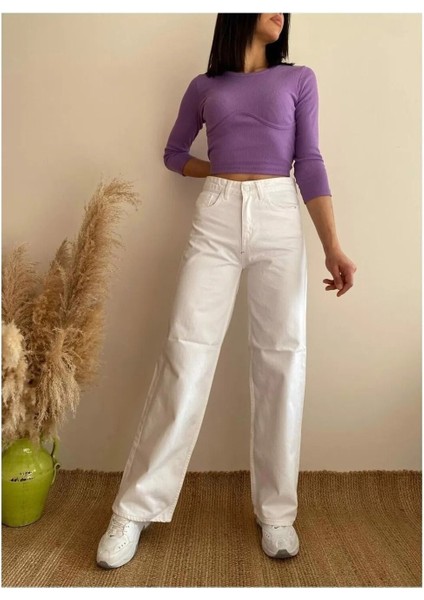 2505 Yüksek Bel Boyfrıend(Salaş) Bol Paça Kot Pantolon