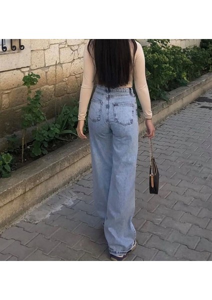 Rotii Mavi Kar Yıkama Power Likralı Süper Yüksek Bel Salaş Paça Jean Palazzo 2024