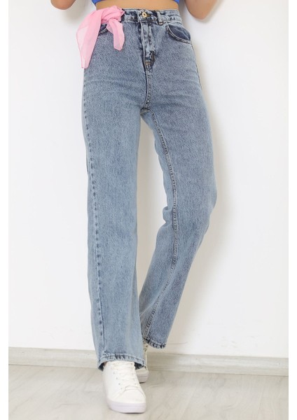 2505 Yüksek Bel Boyfrıend(Salaş) Bol Paça Kot Pantolon
