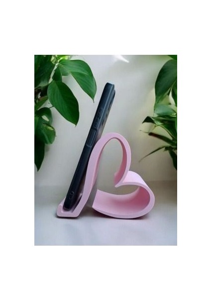 Pembe Kalpli Telefon Tutucu
