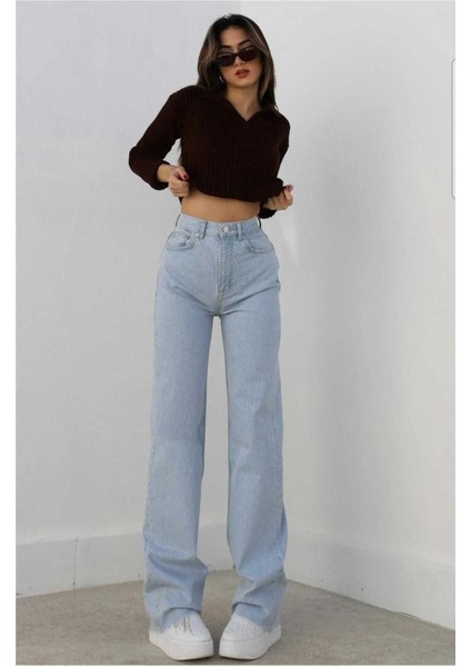 2505 Yüksek Bel Boyfrıend(Salaş) Bol Paça Kot Pantolon