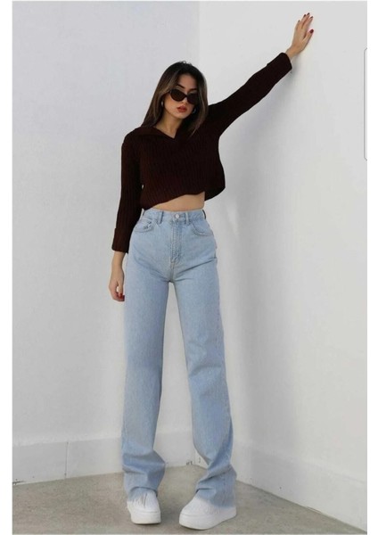 2505 Yüksek Bel Boyfrıend(Salaş) Bol Paça Kot Pantolon modelleri