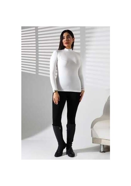 Yarım Balıkçı Uzun Kollu Likralı Bluz