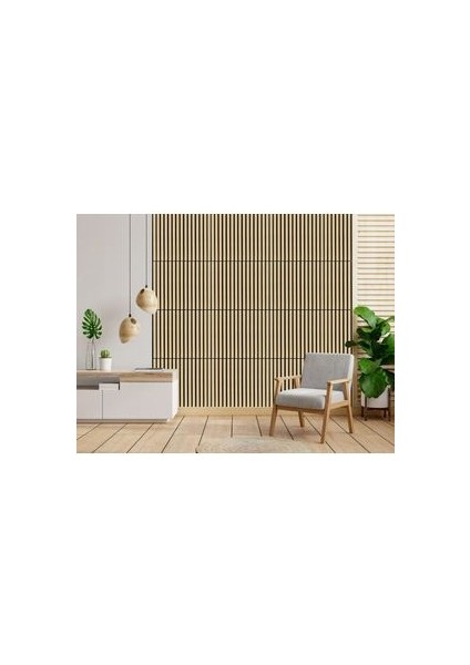 60X275 Akustik Ahşap Duvar Paneli, 8 mm, Mdflam, Meşe Kaplama