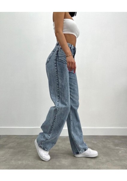 2505 Yüksek Bel Boyfrıend(Salaş) Bol Paça Kot Pantolon
