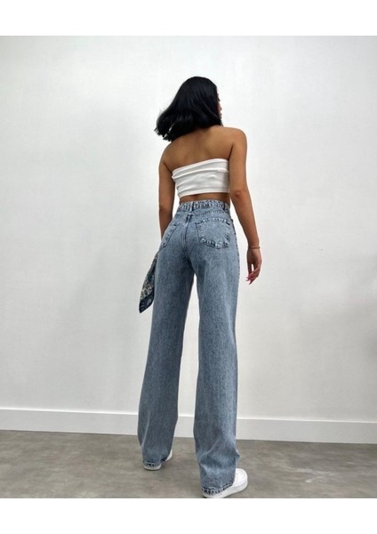 2505 Yüksek Bel Boyfrıend(Salaş) Bol Paça Kot Pantolon