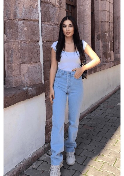 2505 Yüksek Bel Boyfrıend(Salaş) Bol Paça Kot Pantolon