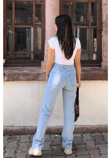 2505 Yüksek Bel Boyfrıend(Salaş) Bol Paça Kot Pantolon fırsatları