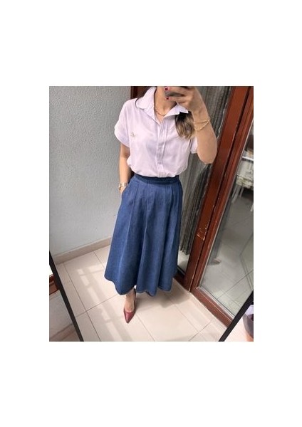 Butikmayamoda Denim Pileli Maxi Etek fiyatları