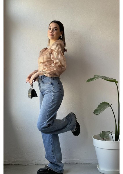 Penolope Kadın Orj Cj Düğmeli Wide Leg Jean