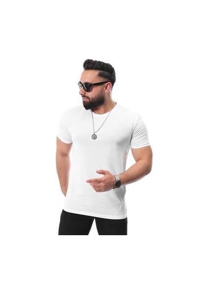 Bisiklet Yaka Düz Erkek T-Shirt